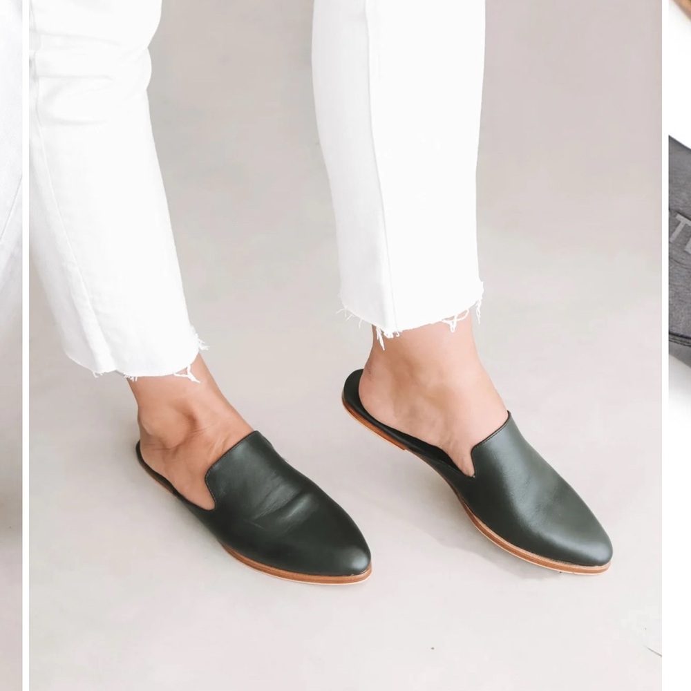 Madewell Gemma Flat Mules Elegant Black Leather Women's Size 9